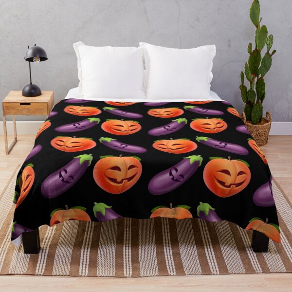 Item preview, Halloween Peach and Eggplant emoji designed and sold by PinkShinyArt.