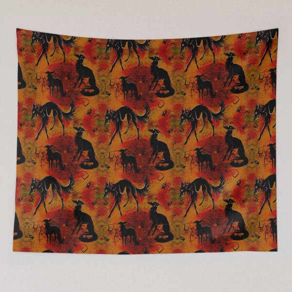 Item preview, Spoopy Silken Dogs in Fiery Pumpkin designed and sold by LauraGarabedian.