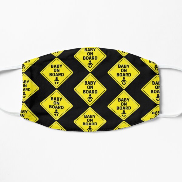 Baby on Board Yellow Sticker Design Flat Mask