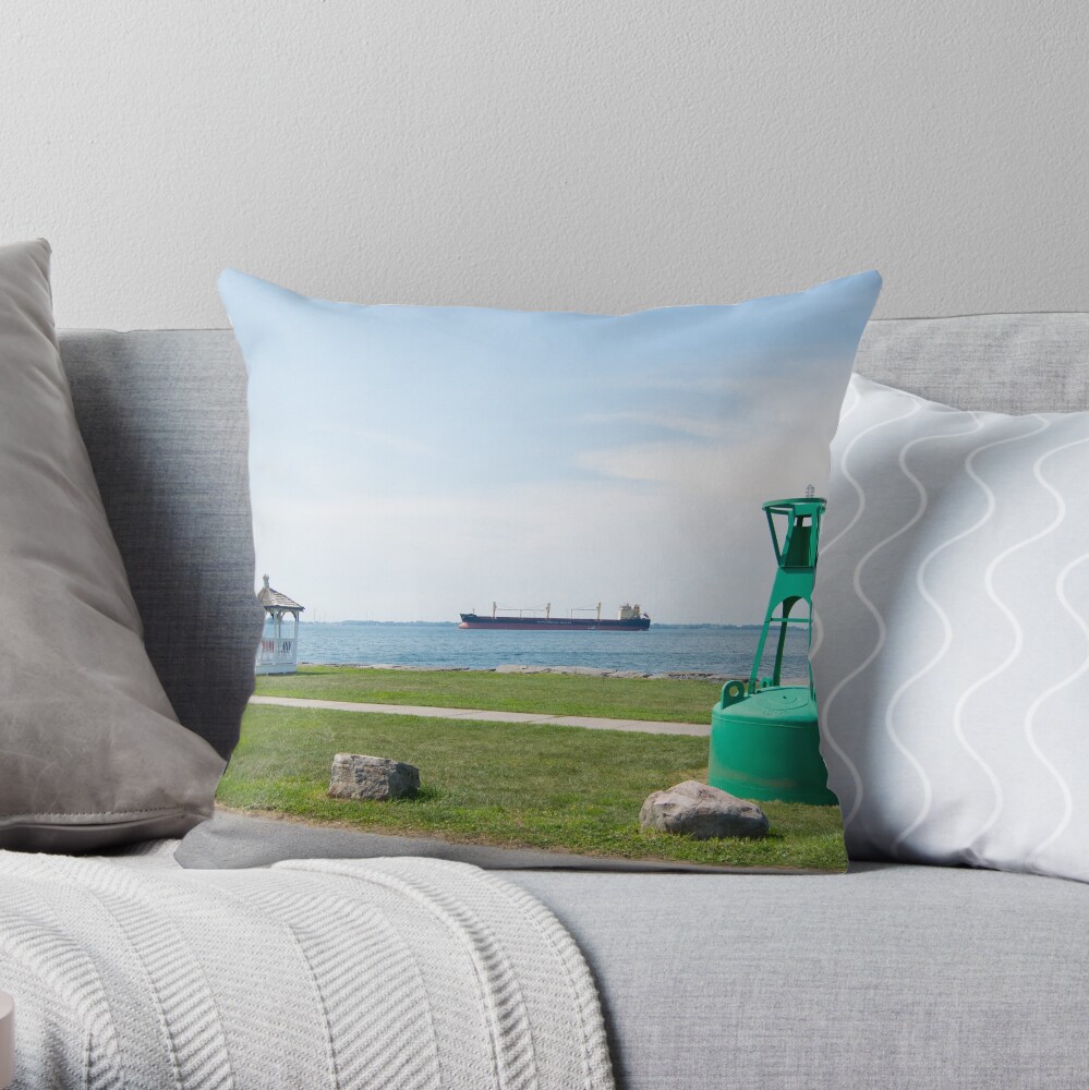 Ship Watching at East End Park Throw Pillow