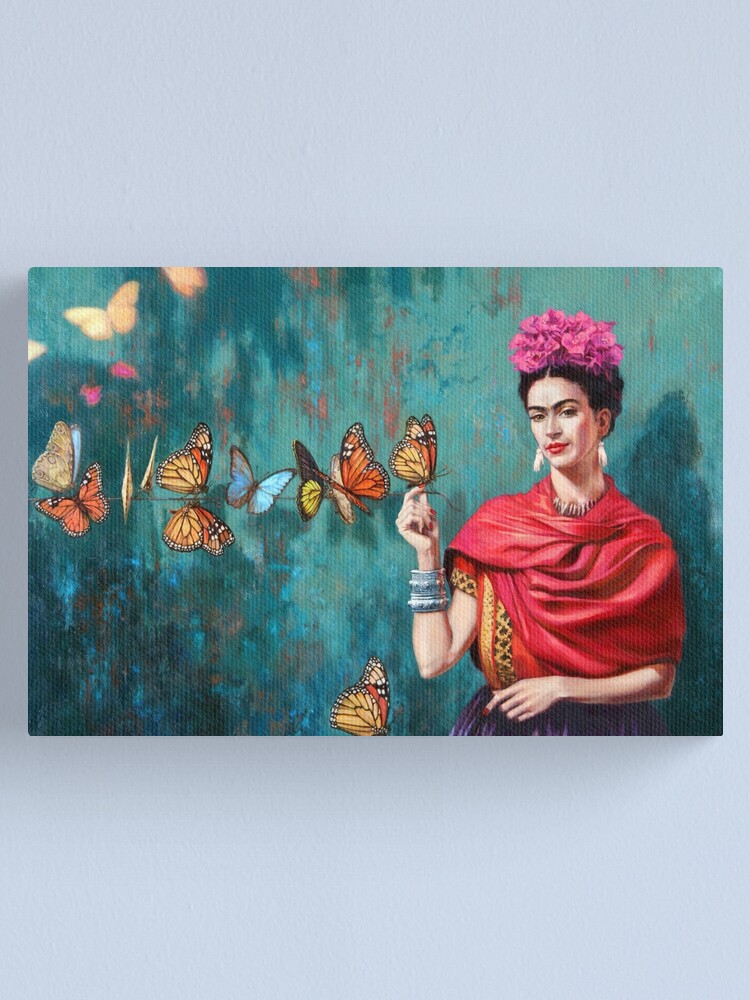 Alternate view of Frida and butterflies Canvas Print