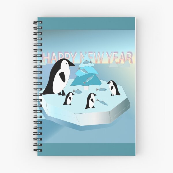 Item preview, happy New Year. Lettering and drawing. Penguins on an ice floe celebrate the new year designed and sold by Svetaslavna.