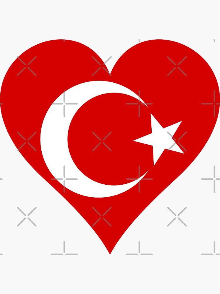 "Turkey flag heart / black" Sticker by emeksedesign Redbubble