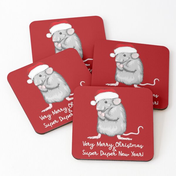 Item preview, Merry Christmas & Super Duper New Year Cute Rat In Santa Hat Funny Xmas Wishes Rat Costume designed and sold by FunnySunny T-Shirts.