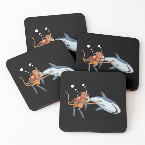 Item preview, Monkey diving with shark designed and sold by Monkey Ful.