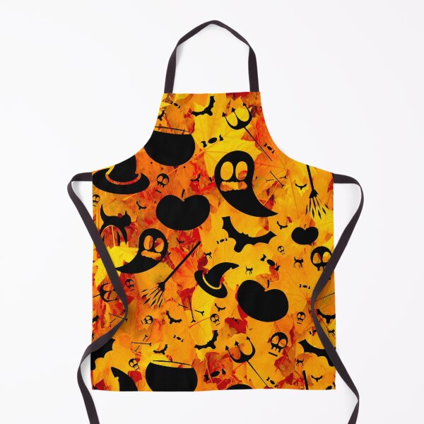 Item preview, Cute Halloween Pattern with all Your Favourite Halloween Icons and an Orange Fall Leaf Background. designed and sold by UrTops.