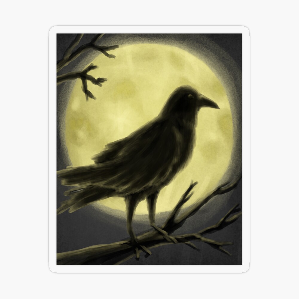 Halloween Raven Red Moon Spooky Night Crow T-Shirt