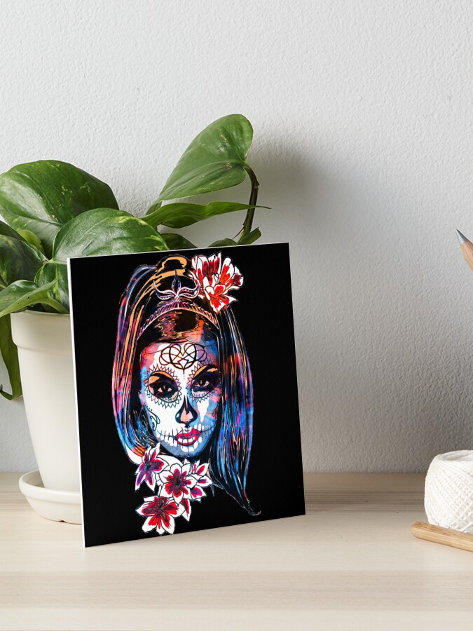 Multicoloured La Catrina Dia de los muertos Art Board Print for