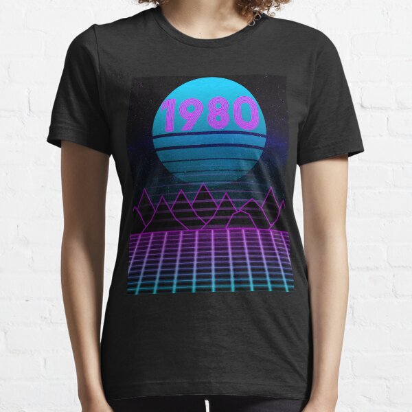 1980 Retro Sunset Neon Arcade 80s Design Essential T-Shirt