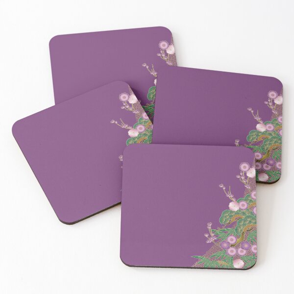 Item preview, Pine tree, cherry blossoms and Bamboo pattern on purple background designed and sold by Ittele.