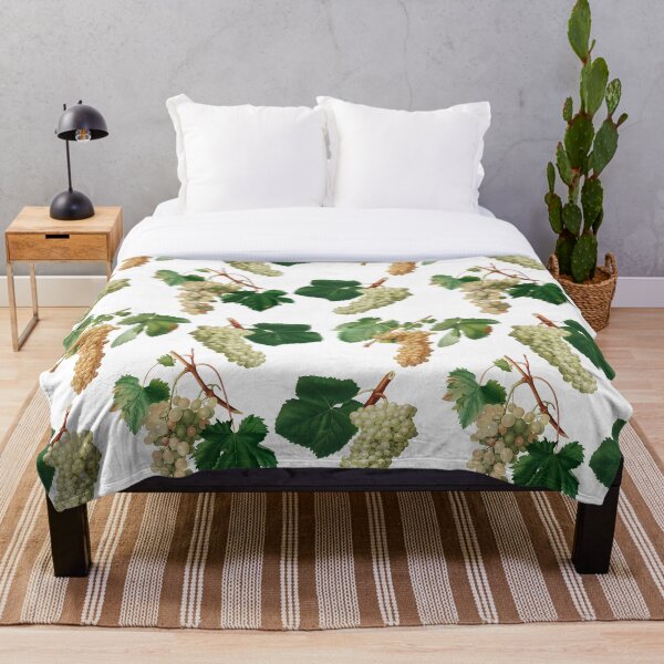 White Grapes On The Vine Pattern Throw Blanket