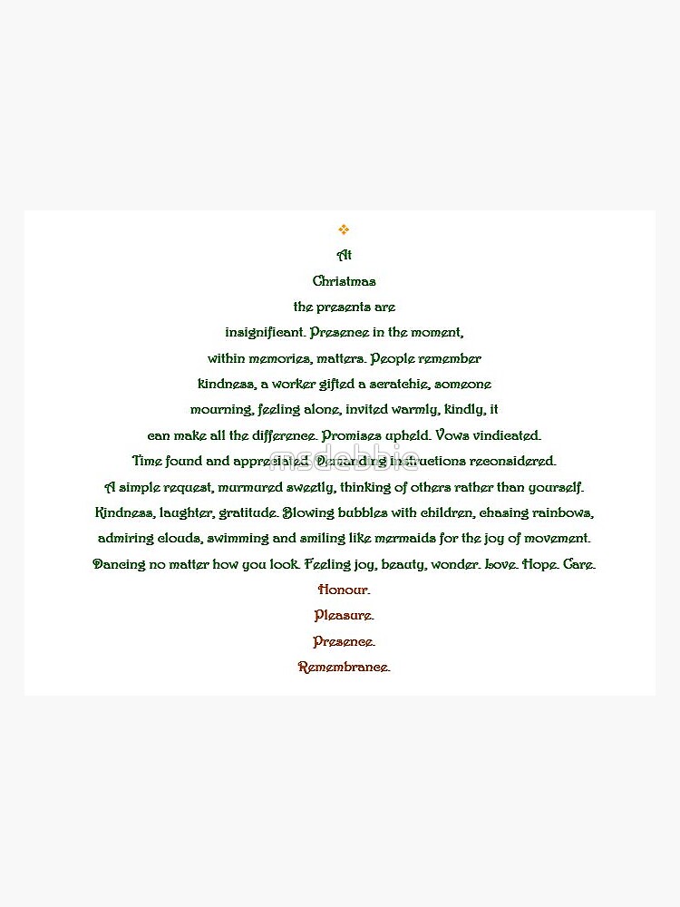 "Christmas Tree Shape Poem" Sticker for Sale by msdebbie Redbubble