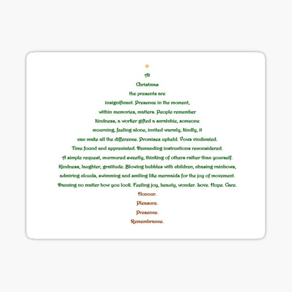 Christmas Tree Shape Poem Sticker