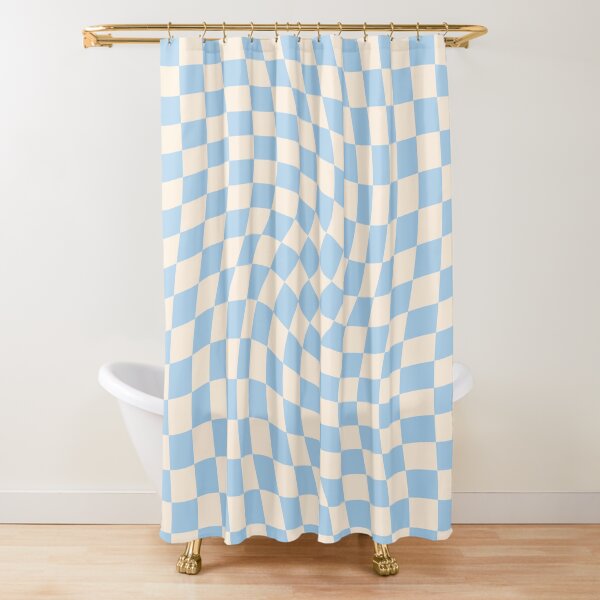 Check II - Baby Blue Twist Shower Curtain