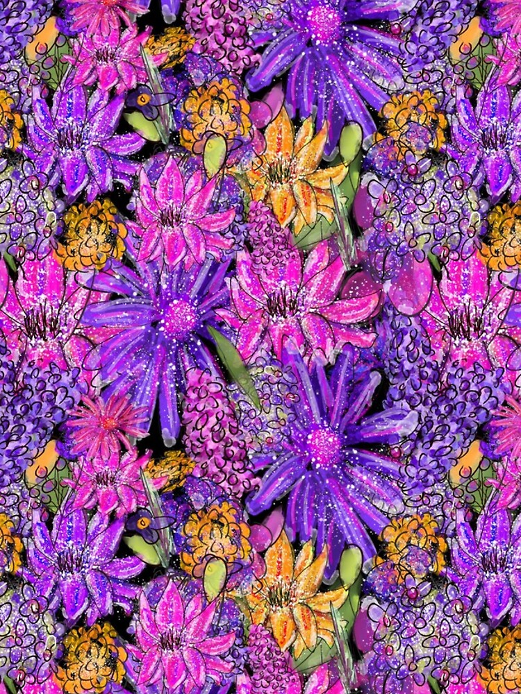 Flower Garden: Whimsical Floral Pattern by ClareWalkerArt
