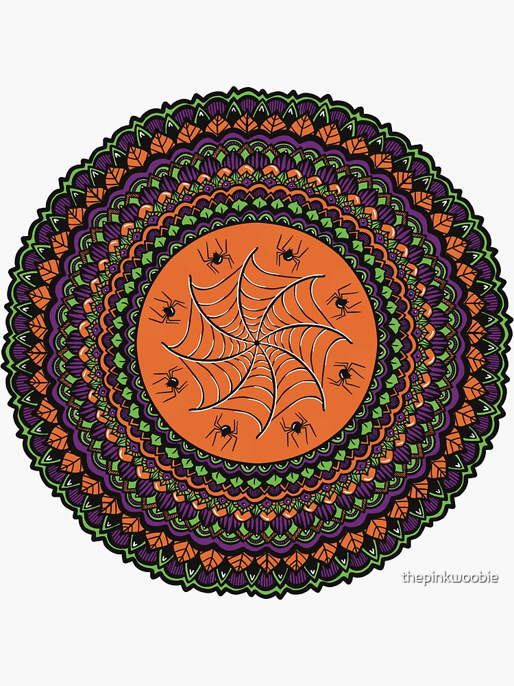 Artwork view, Halloween Spider Mandala designed and sold by thepinkwoobie