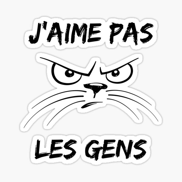 Aperçu de l'œuvre J'aime pas les gens - Message Expression Humour Chat créée et vendue par rubislys.