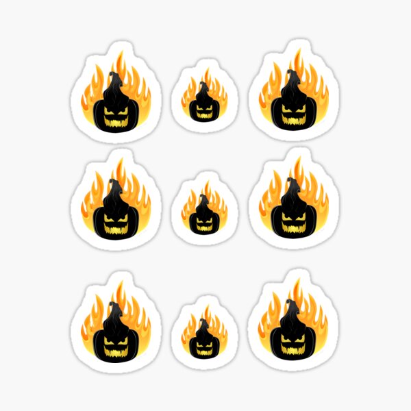 Halloween Fiery Jack O' Lantern Sticker Pack #3 (9-pieces) Sticker