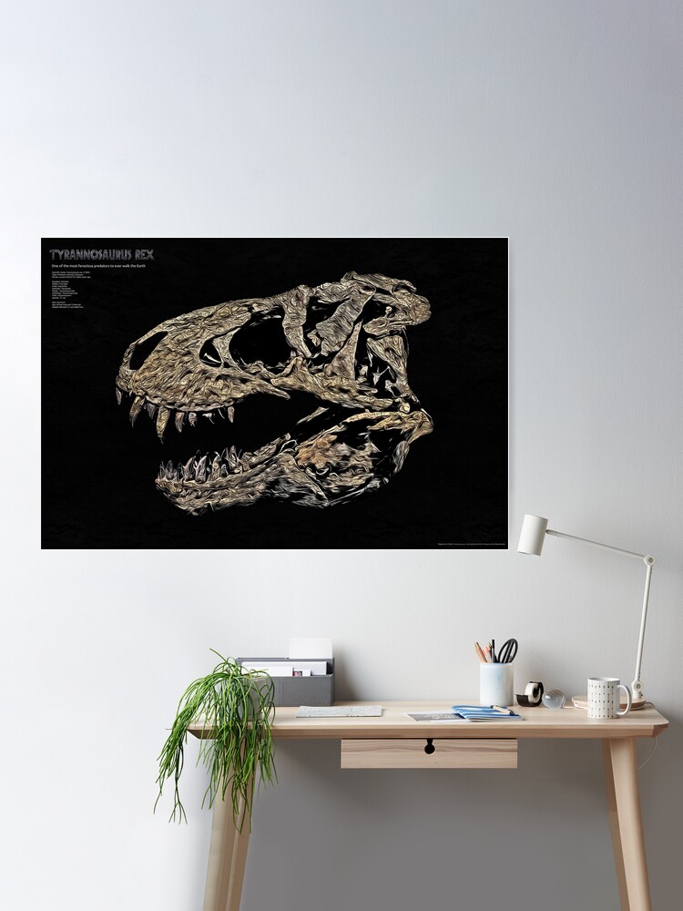 Imagen 1 de 3, Póster con la obra Tyrannosaurus Rex Fosil craneo - T-REX, diseñada y vendida por Astrobiologic.