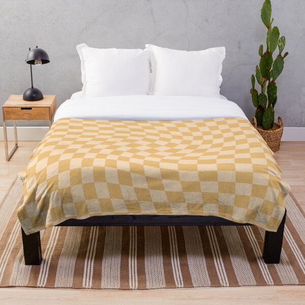 Check III - Mustard Twist Throw Blanket