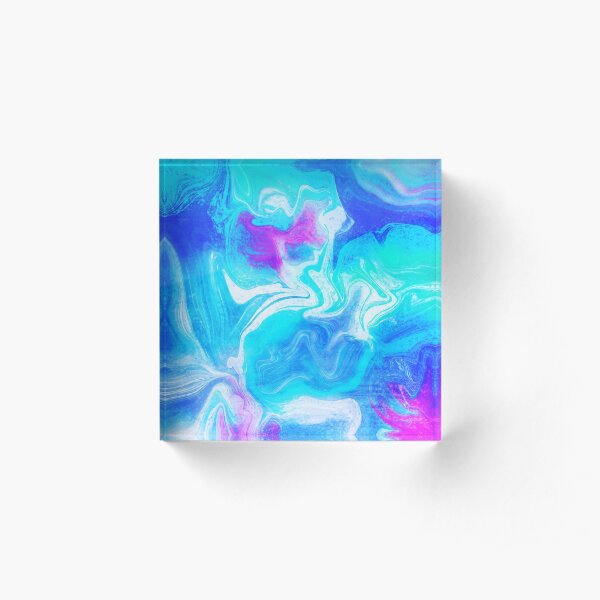 Ocean swirls digital marbling Acrylic Block