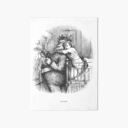 Vintage Santa Christmas Etching "Caught" by Thomas Nast Art Board Print