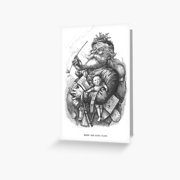Vintage Santa Christmas Etching "Merry Old Santa Claus" by Thomas Nast Greeting Card