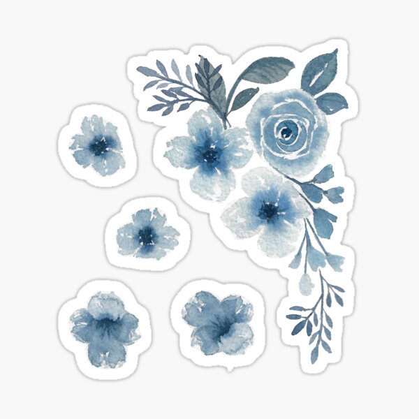 Blaue Aquarell Winter Blumen Bouchet Sticker