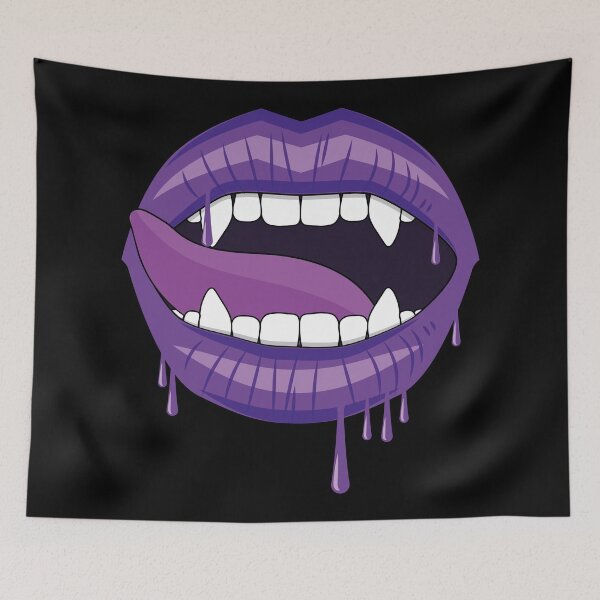 Item preview, Dripping bloody Vampire open lips with fangs violet designed and sold by Kamiri.