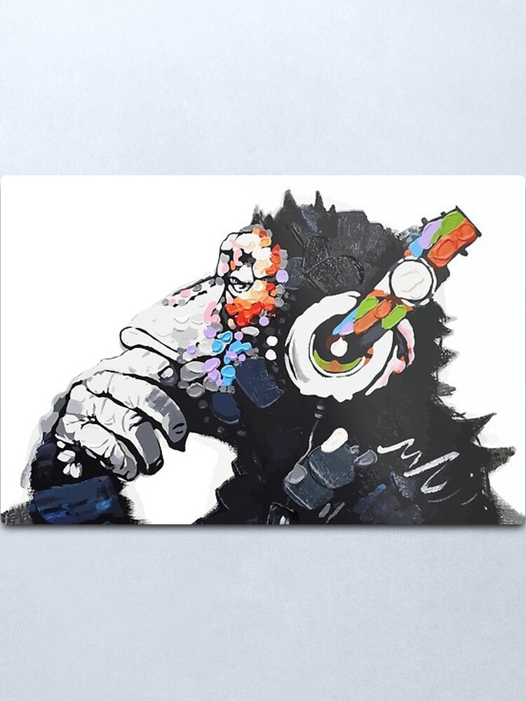Alternate view of Banksy Funky Monkey DJ headphones graffiti street art Metal Print