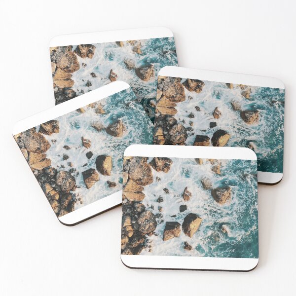 Item preview, Ocean Bathmat Design, Cute Rocky Beach Sea Green Blue Gifts designed and sold by PrintOfi.