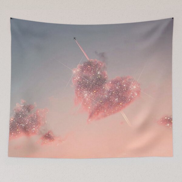 Item preview, Aesthetic sparkly heart pink cloud cotton candy sky designed and sold by samararibas.