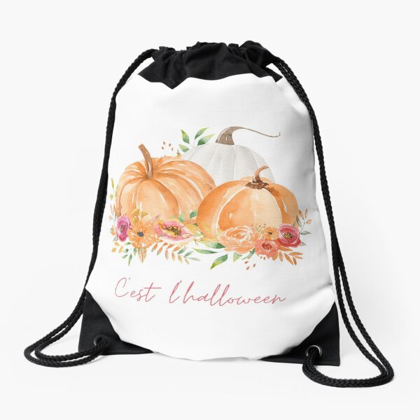 Aperçu de l'œuvre C'est l'halloween aquarelle fleur citrouille shabby chic créée et vendue par frenchstylehome.