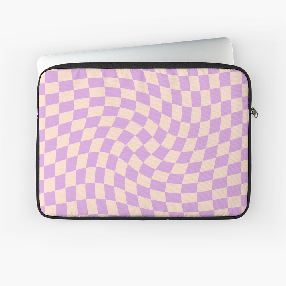 Lilac Check Fuzzy Laptop Case, Laptop Covers