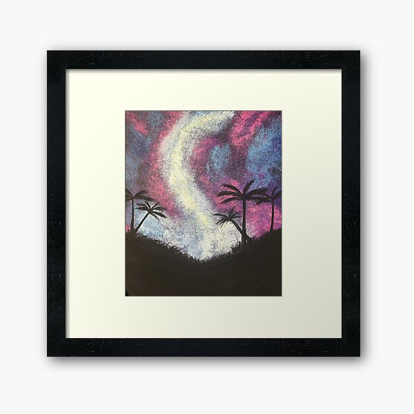 Tropical Starry Night on Canvas Framed Art Print
