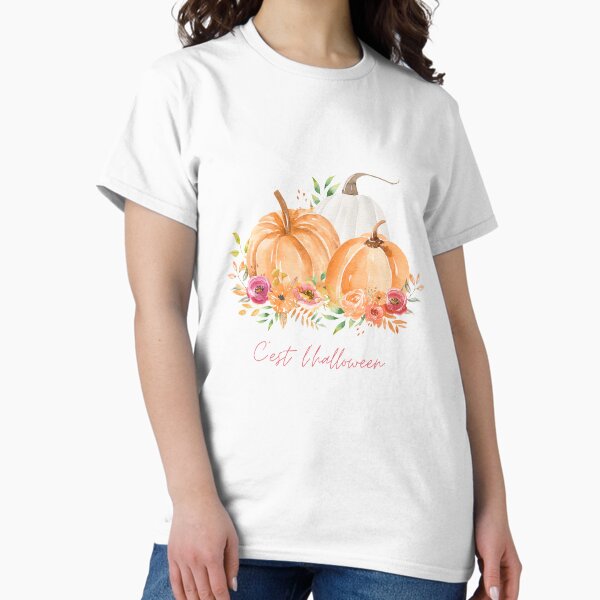 Aperçu de l'œuvre C'est l'halloween aquarelle fleur citrouille shabby chic créée et vendue par frenchstylehome.