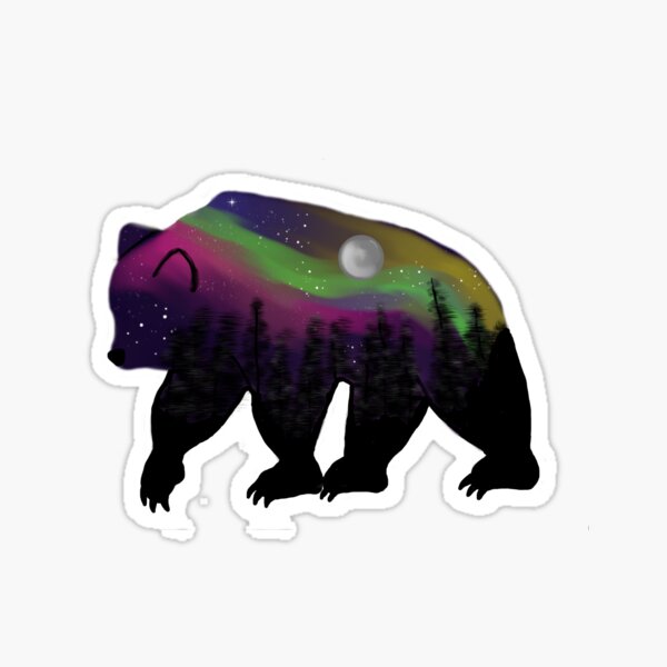 Northern Lights Bear Sticker
