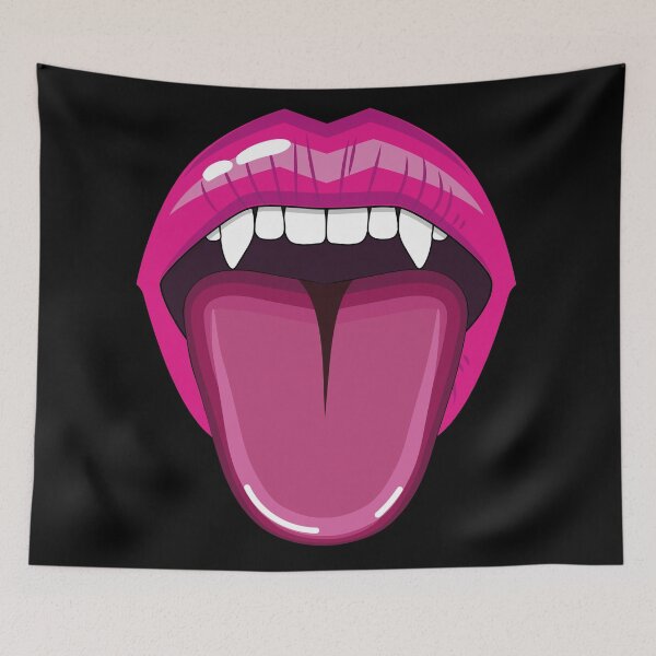 Item preview, Vampire lips with tongue pink designed and sold by Kamiri.