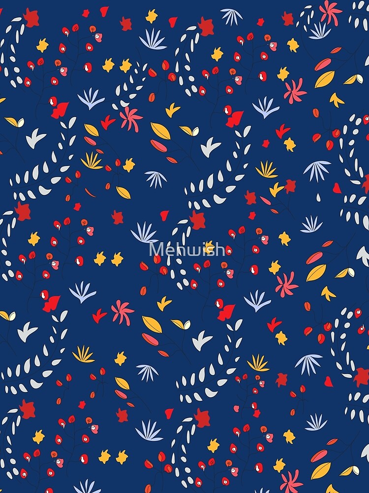 Midnight blue vintage floral pattern by Mehwish