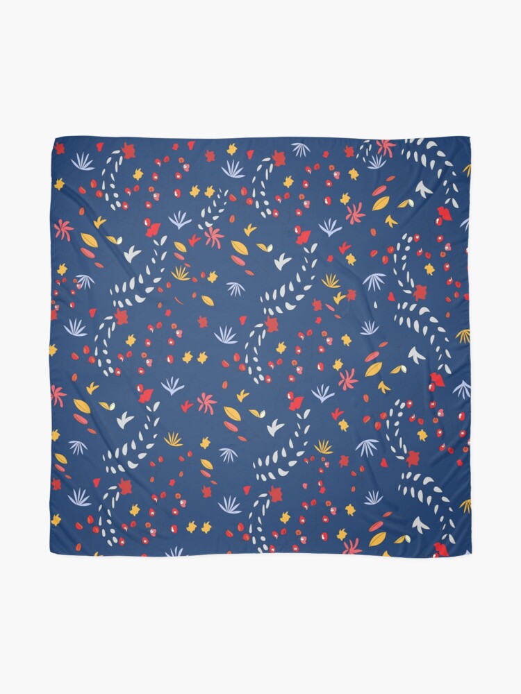 Alternate view of Midnight blue vintage floral pattern Scarf