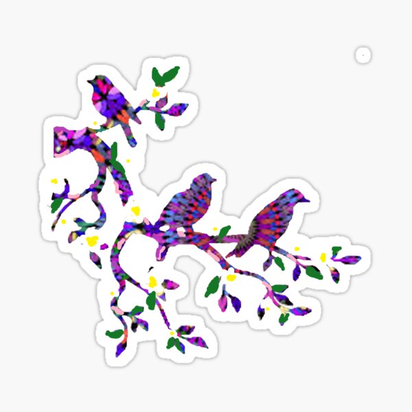 purple mosaic birds branch DIGITAL TRENDs Sticker