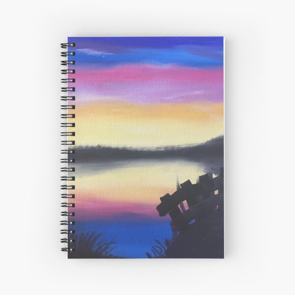Sunset Oil Painting on a Canvas Spiral Notebook