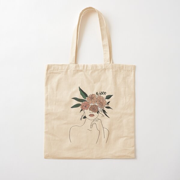 Minimalistic Face Art Cotton Tote Bag
