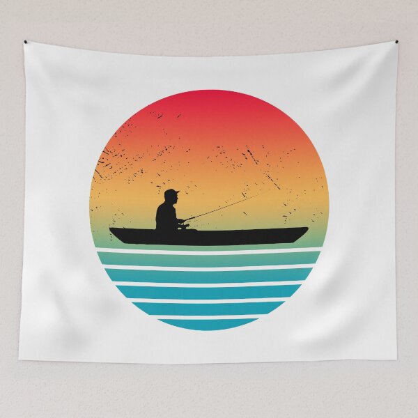 Item preview, vintage fishing on boat, Vintage fishing guy sunset , outdoor sport , fishing sunset designed and sold by kmario.