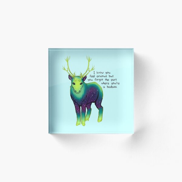 "The Part Where You're a Badass" Galaxy Caribou Acrylic Block