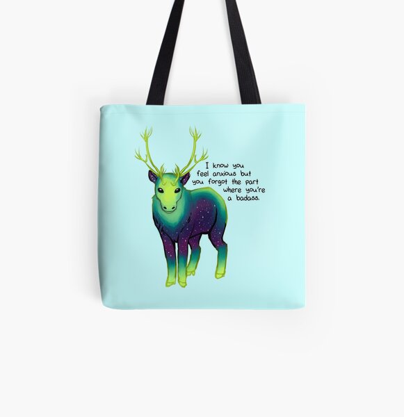 "The Part Where You're a Badass" Galaxy Caribou All Over Print Tote Bag