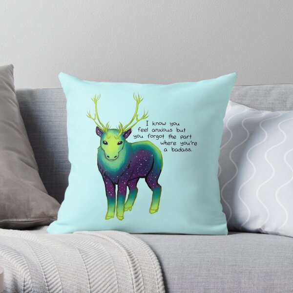 "The Part Where You're a Badass" Galaxy Caribou Throw Pillow