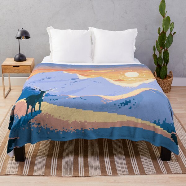 Item preview, Sunrise on snowy mountains in pixel art designed and sold by Nayala-Art.