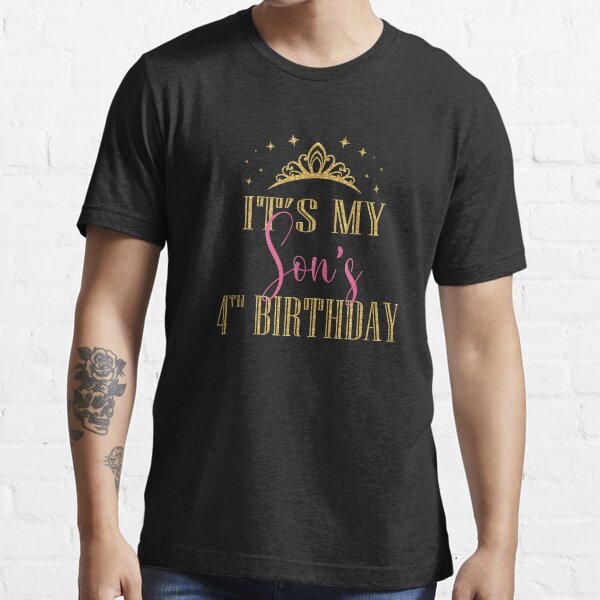 It's My Son's 4th Birthday Boys Party Family Matching graphic Essential T-Shirt