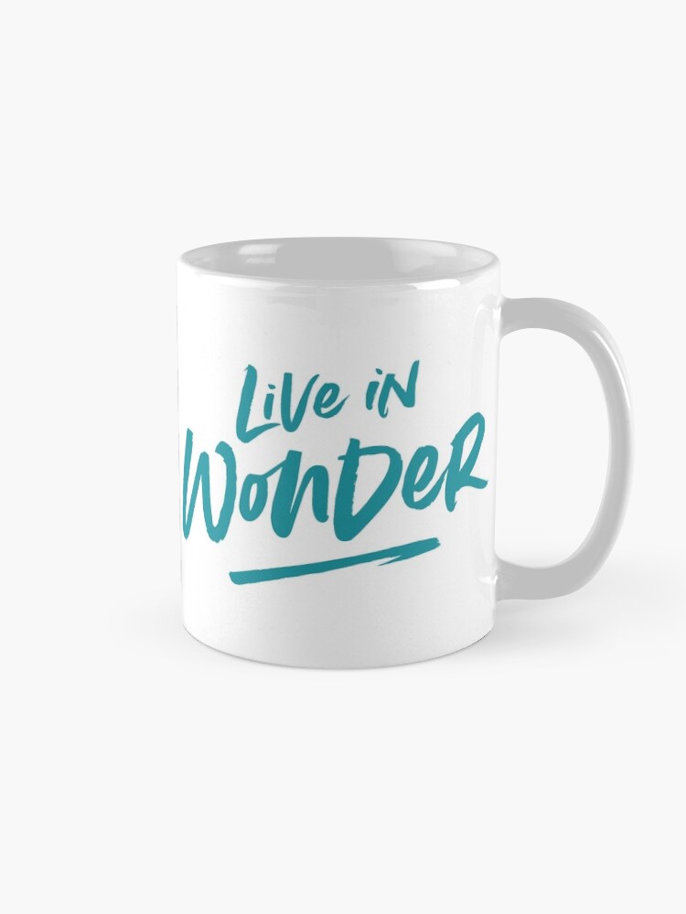 Alternate view of Live in Wonder – teal on white Coffee Mug